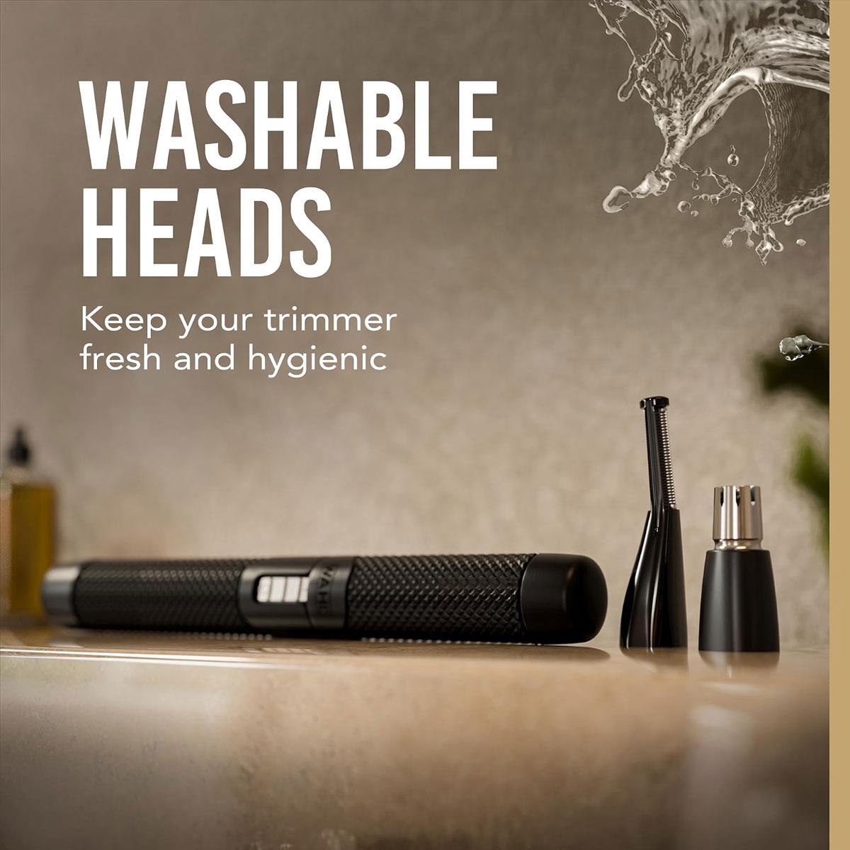 Wahl Manscaper Tactical Detail Trimmer Kit Nose Ear And Eyebrow Grooming Pen Trimmer Men's Facial Hair Removal Black
