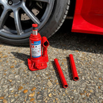 Hilka Tools 2 Tonne Bottle Jack Lifting Range 181 - 345mm With 2 Tonne Capacity High Quality Polished Steel Red