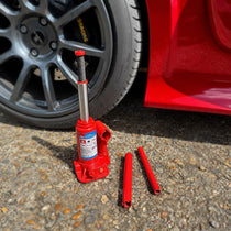 Hilka Tools 2 Tonne Bottle Jack Lifting Range 181 - 345mm With 2 Tonne Capacity High Quality Polished Steel Red
