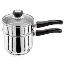 Judge Vista Porringer/Double Boiler/Bain Marie Saucepan And Base 16cm/1.5 Litres Stainless Steel Shatterproof Vented Glass Lid Silver