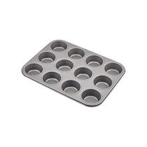 Judge Everyday 12 Cups Cupcake And Muffin Tin Non-Stick Alloy Steel Round Size 7 x 3cm Grey