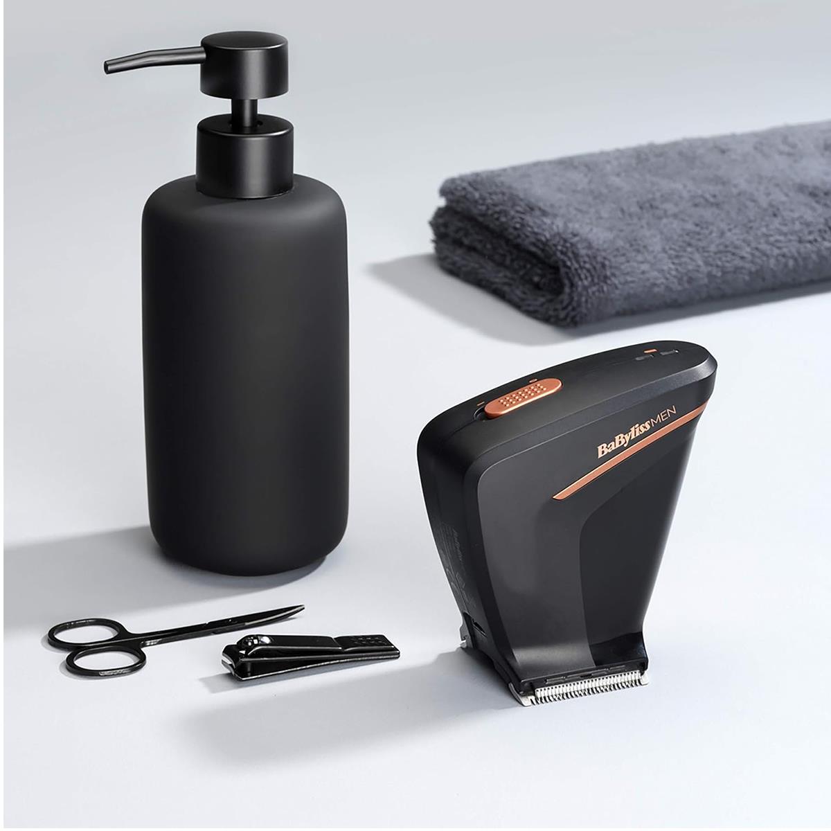 BaByliss The Crewcut DIY Self Cut Hair Clipper Self-Clipping Cordless Haircutting Tool Twin Blade System 4 Comb Guides 1–4 Grades Washable Black