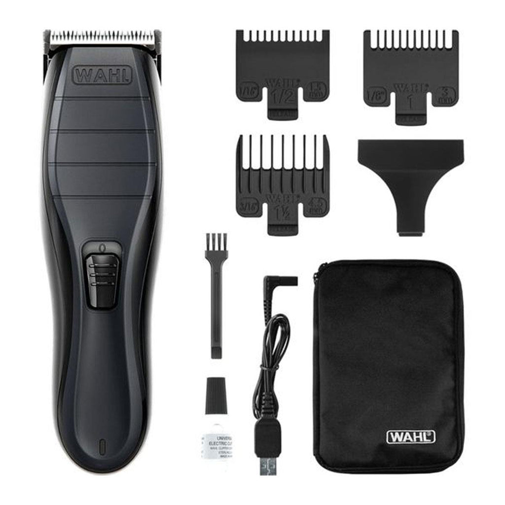 Wahl Cordless Close Cut Hair Clipper Kit Ultra-Close Cutting Blade 3 Attachment Combs Black
