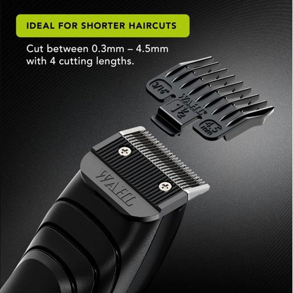 Wahl Cordless Close Cut Hair Clipper Kit Ultra-Close Cutting Blade 3 Attachment Combs Black