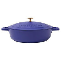MasterClass Shallow Casserole Dish 28cm/4 Litre Non-Stick Cast Aluminium With Self-Basting Lid Blue