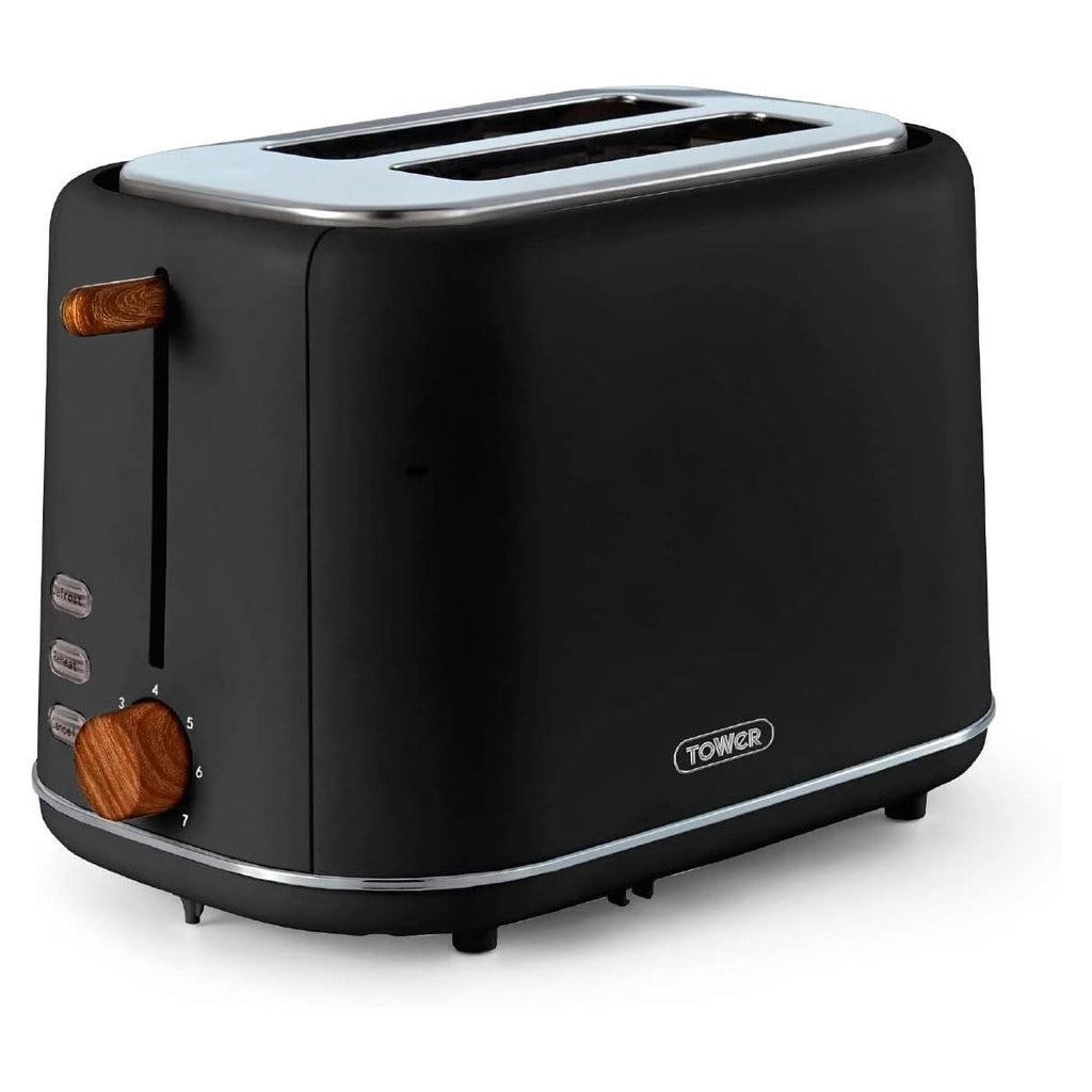 Tower Scandi Style 2 Slice Toaster Adjustable Browning Control Centring Function 800W Black