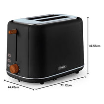 Tower Scandi Style 2 Slice Toaster Adjustable Browning Control Centring Function 800W Black