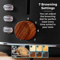 Tower Scandi Style 2 Slice Toaster Adjustable Browning Control Centring Function 800W Black