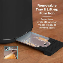 Tower Scandi Style 2 Slice Toaster Adjustable Browning Control Centring Function 800W Black