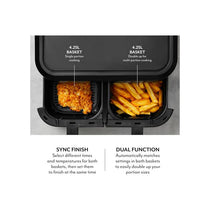 Sur La Table Core Duo Basket Air Fryer 8.5 Litre 6 Pre-Set Cooking Functions LED Display Touch Screen Auto Shut Off Temperature Control Timer Black