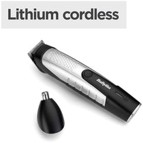 BaByliss Lithium Power Beard Trimmer Cordless Grooming Kit Nose And Ear Trimmer 14 Cutting Lengths 0.5–10mm Stainless Steel Blades Black
