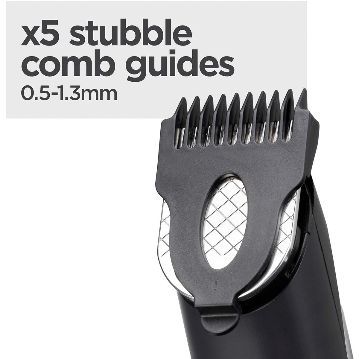 BaByliss Lithium Power Beard Trimmer Cordless Grooming Kit Nose And Ear Trimmer 14 Cutting Lengths 0.5–10mm Stainless Steel Blades Black