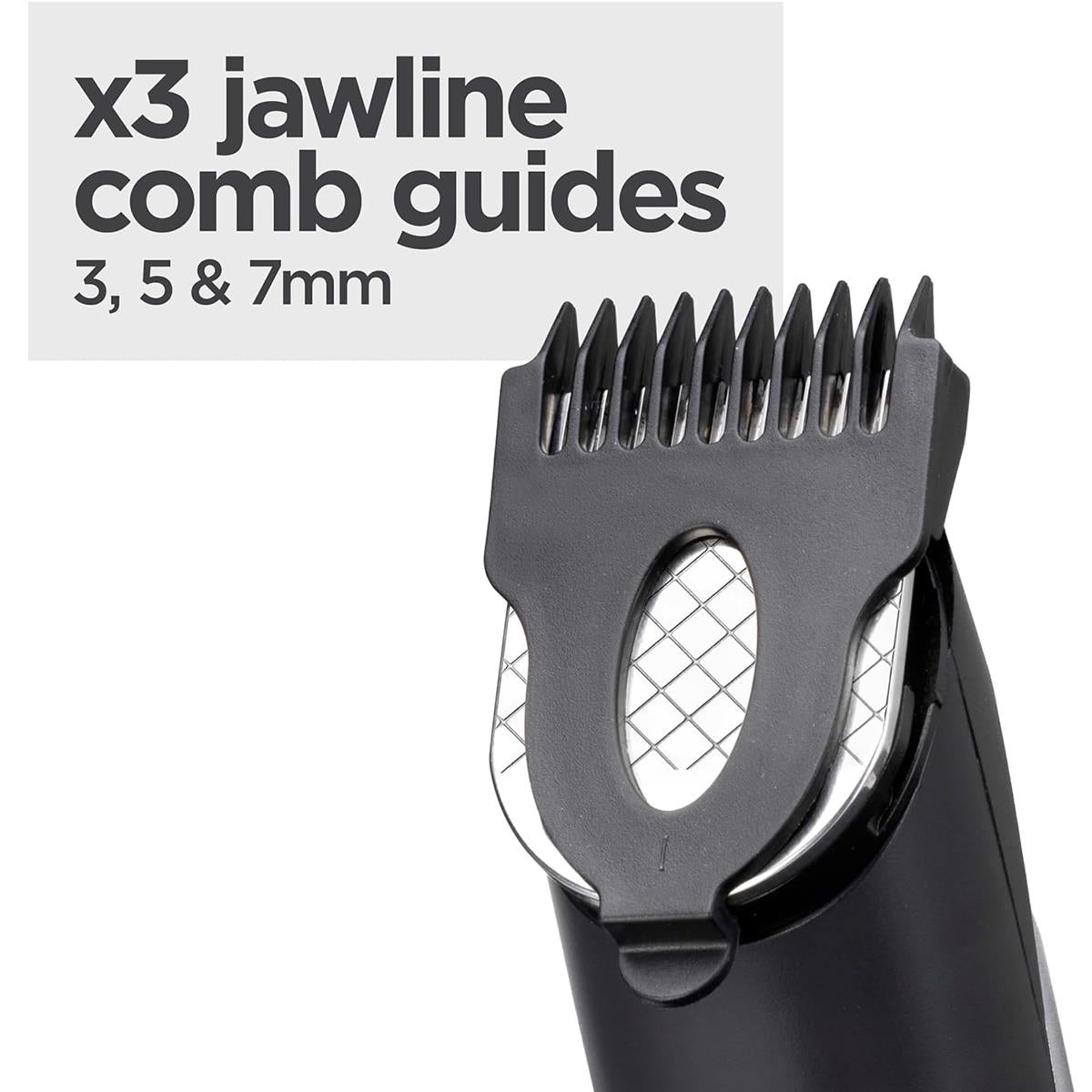 BaByliss Lithium Power Beard Trimmer Cordless Grooming Kit Nose And Ear Trimmer 14 Cutting Lengths 0.5–10mm Stainless Steel Blades Black