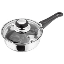Judge Essentials Two Cup Egg Poacher Frying Pan 16cm Vented Glass Lid Stay-Cool Handle Stainless Steel Silver