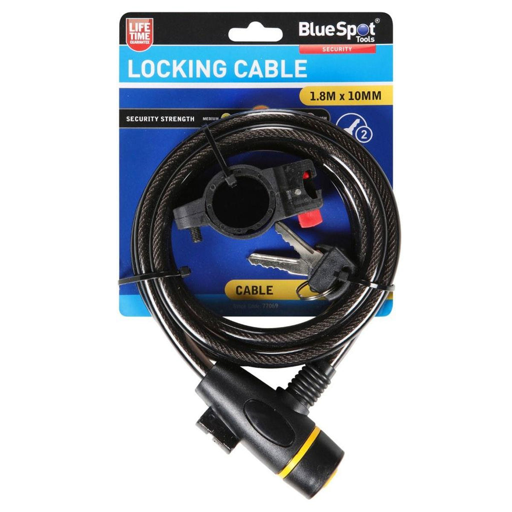 Blue Spot Tools Locking Cable 10mm X 1.8m Black