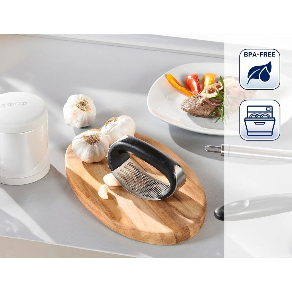 Leifheit Knobi King Garlic Press Ginger Crusher Stainless Steel Black