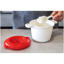 KitchenCraft Rice Cooker Microwave Steamer BPA Free Plastic 600W 1.5 Litre White/Red