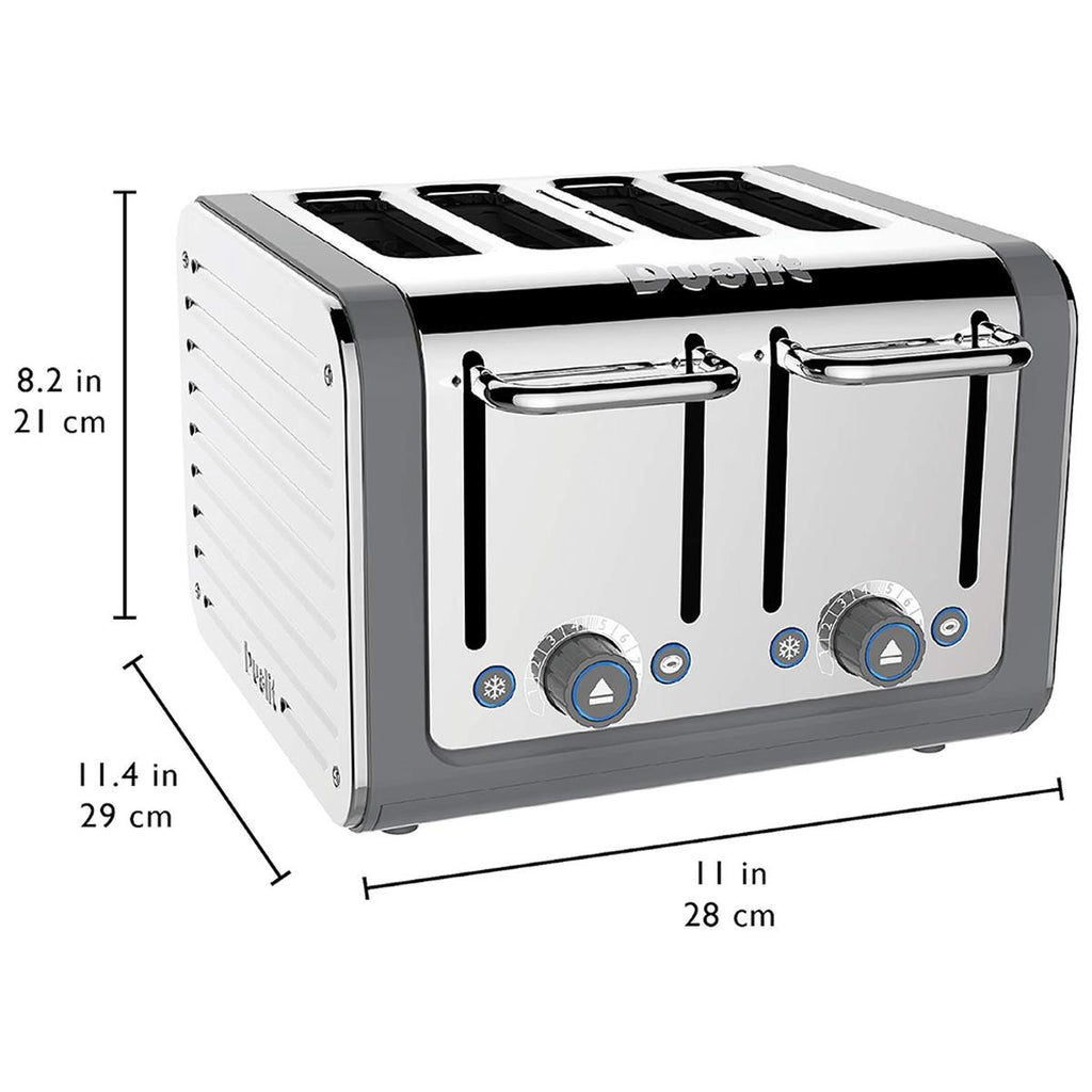 Dualit Architect 4 Slice Toaster Polished Stainless Steel Extra-Wide 36mm Slots 2250W Grey