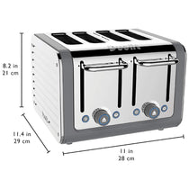 Dualit Architect 4 Slice Toaster Polished Stainless Steel Extra-Wide 36mm Slots 2250W Grey