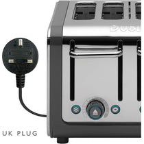 Dualit Architect 4 Slice Toaster Polished Stainless Steel Extra-Wide 36mm Slots 2250W Grey