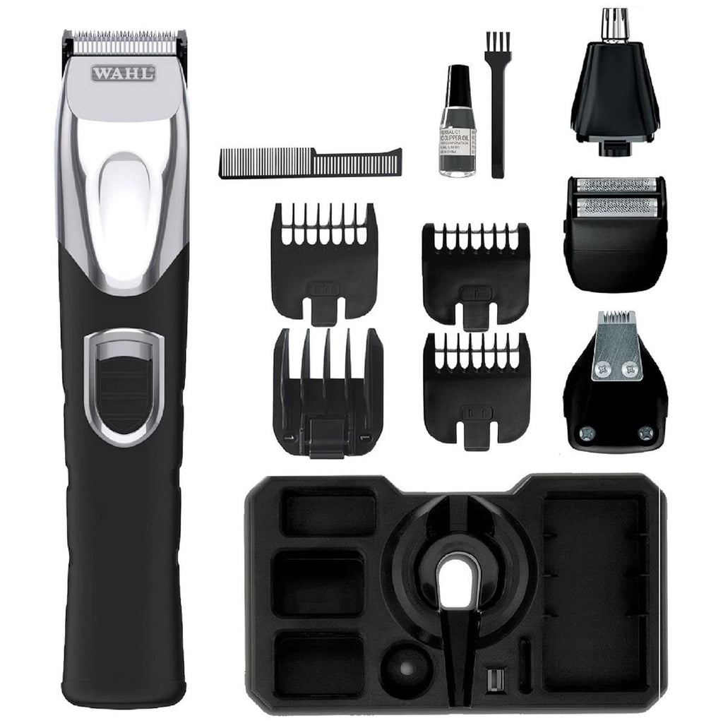 Wahl Precision 4 In 1 Multi Groomer Kit Hair Trimmer Beard And Stubble Trimmers Ear And Nose Trimmer Male Grooming Set Black/Silver