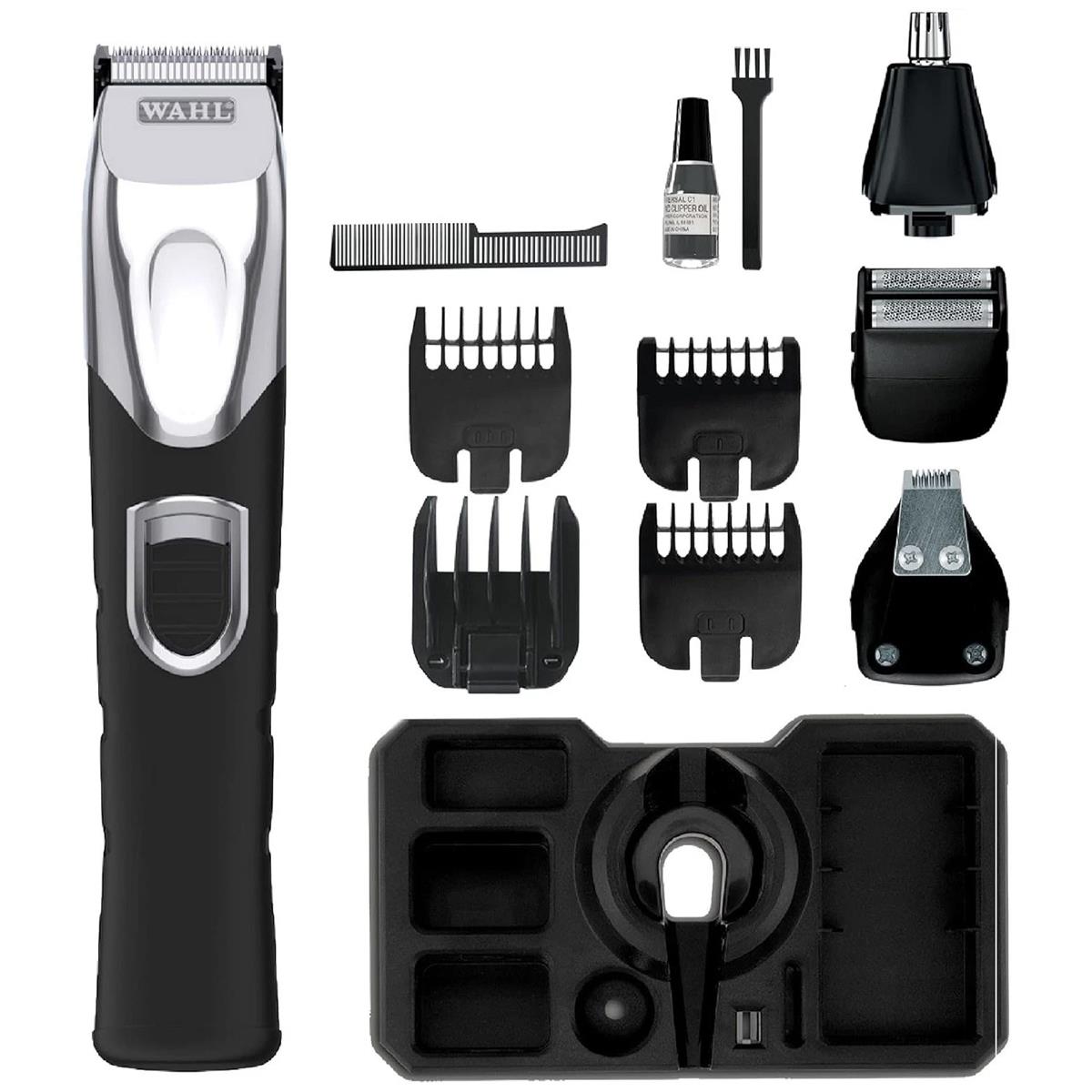 Wahl Precision 4 In 1 Multi Groomer Kit Hair Trimmer Beard And Stubble Trimmers Ear And Nose Trimmer Male Grooming Set Black/Silver