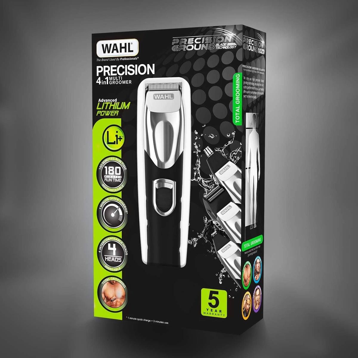Wahl Precision 4 In 1 Multi Groomer Kit Hair Trimmer Beard And Stubble Trimmers Ear And Nose Trimmer Male Grooming Set Black/Silver