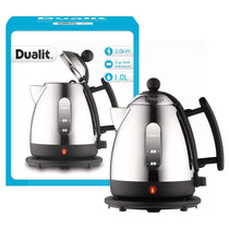 Dualit Mini Lite Electric Jug Kettle Fast Boiling Polished Stainless Steel High Gloss Finish 2000W 1 Litre Silver/Black