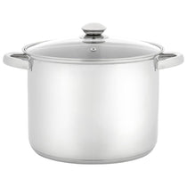 Judge Essentials Stock Pot With Glass Lid Polished Stainless Steel Large 24cm 8.5 Litre Silver