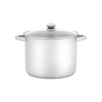 Judge Essentials Stock Pot With Glass Lid Polished Stainless Steel Large 24cm 8.5 Litre Silver