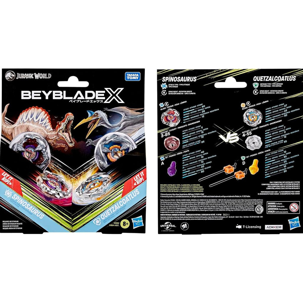Beyblade X Jurassic World Collab Spinosaurus vs Quetzalcoatlus Multipack Set