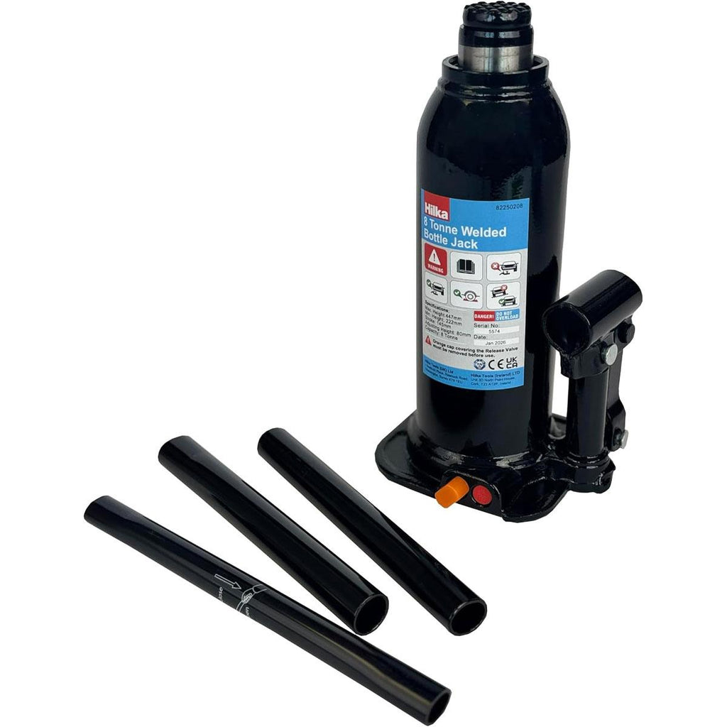 Hilka Tools 8 Tonne 222-447mm Welded Bottle Jack Black