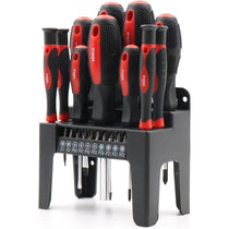 Hilka Tools Screwdriver Set Chrome Vanadium Steel Soft Grip Handles With Storage Stand 21 Piece