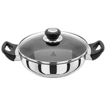 Judge Vista Shallow Casserole Stainless Steel Non-Stick Frying Pan With Shatterproof Glass Lid 24cm/2.4 Litre Silver