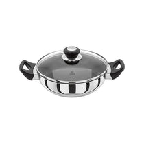 Judge Vista Shallow Casserole Stainless Steel Non-Stick Frying Pan With Shatterproof Glass Lid 24cm/2.4 Litre Silver