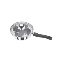 Judge Essentials Four-Cup Egg Poacher And Frying Pan 20cm Stainless Steel Vented Glass Lid Stay-Cool Handle Silver