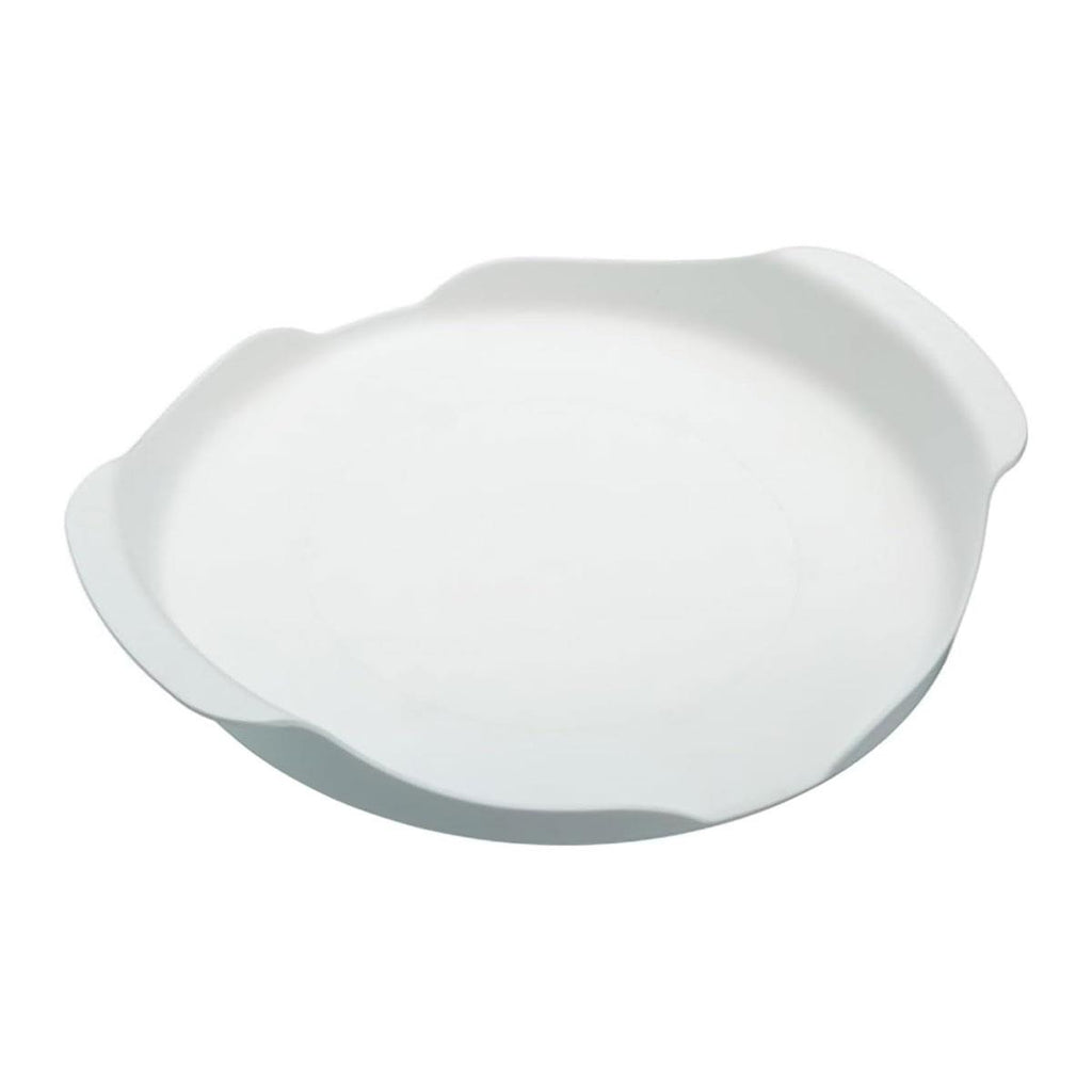 KitchenCraft Microwave Tray 23cm With Contoured Handles Non-Slip Feet Round Plastic White