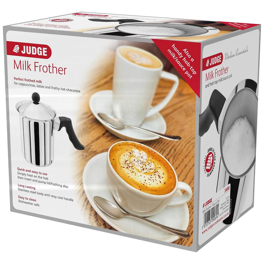 Judge Coffee Milk Frother/Sauce Pot Jug 800ml Polished Stainless Steel Stay Cool Handle Silver