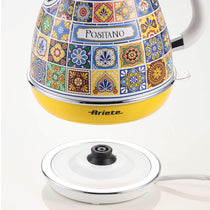 Ariete Positano Electric Jug Kettle Stainless Steel Painted Steel Retro Italian Tile Design 2000W 1.7 Litre Multicolour
