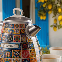 Ariete Positano Electric Jug Kettle Stainless Steel Painted Steel Retro Italian Tile Design 2000W 1.7 Litre Multicolour