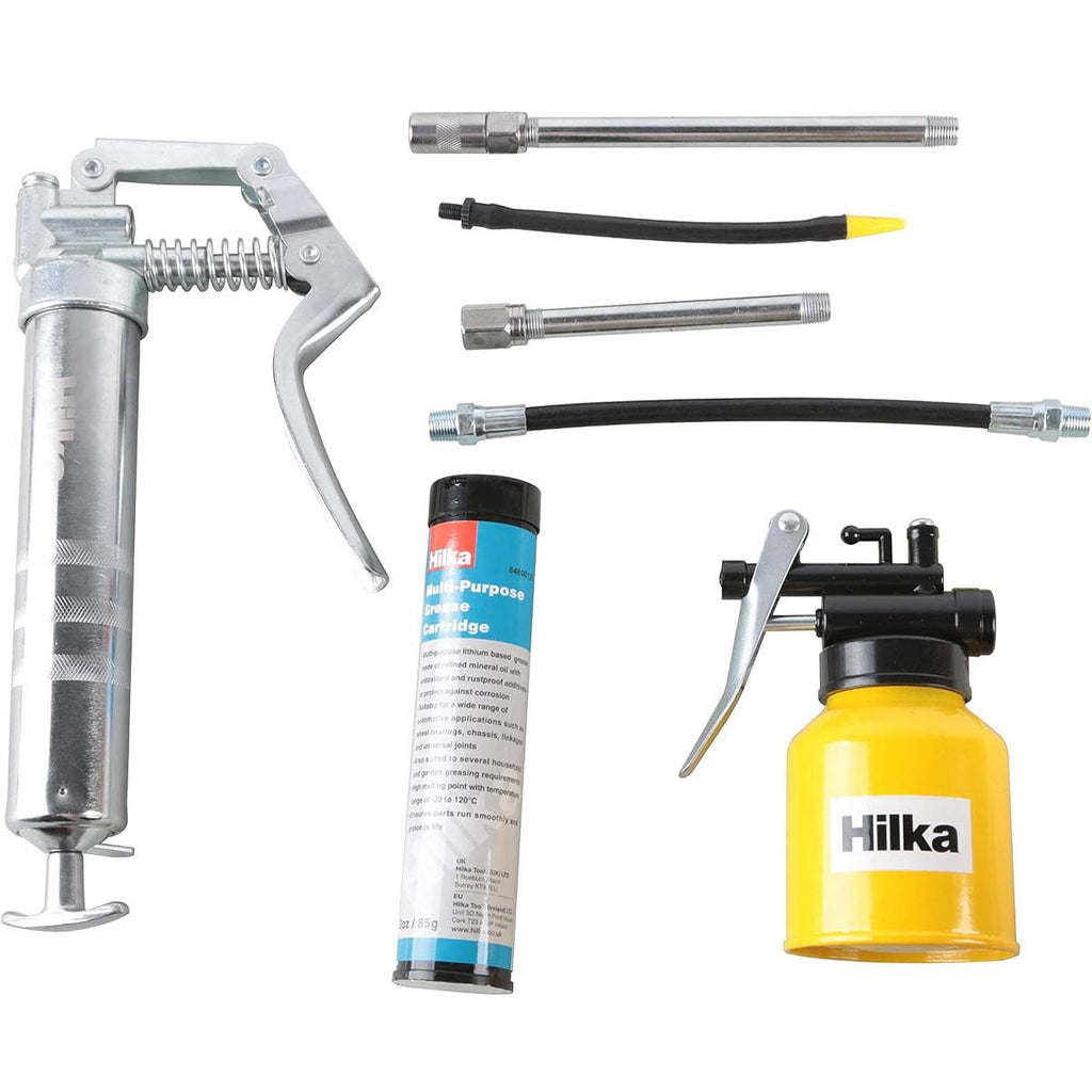 Hilka Tools Mini Grease Gun And Oil Can Set Silver