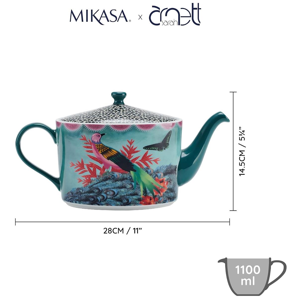 Mikasa x Sarah Arnett Porcelain Teapot 1100ml Blue