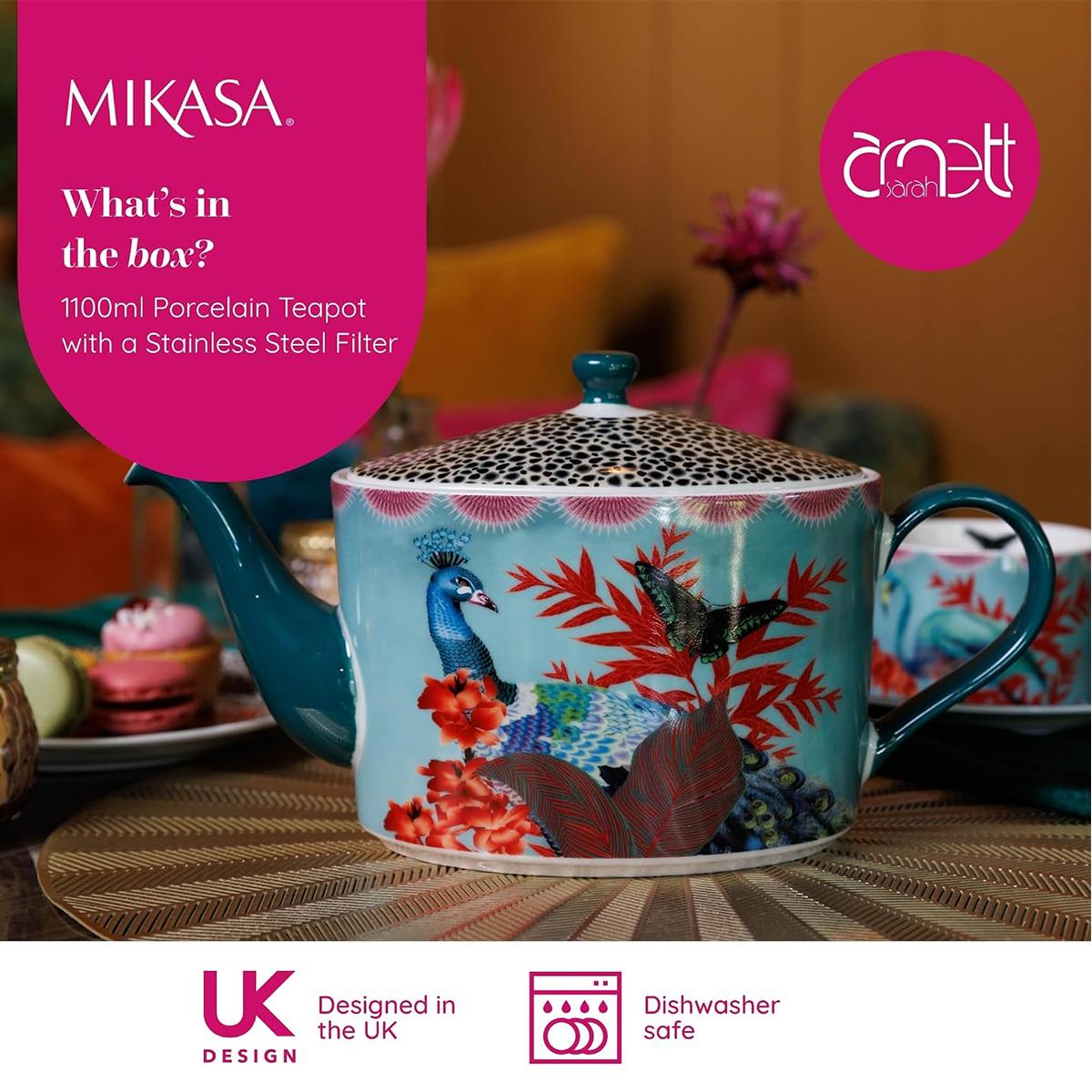 Mikasa x Sarah Arnett Porcelain Teapot 1100ml Blue