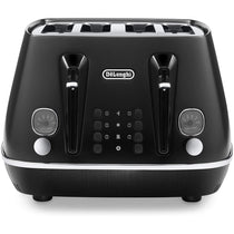 Delonghi Distinta X Moments 4 Slice Toaster 6 Browning Settings Reheat Defrost Cancel Functions Pull Crumb Tray 1800W Black