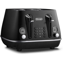 Delonghi Distinta X Moments 4 Slice Toaster 6 Browning Settings Reheat Defrost Cancel Functions Pull Crumb Tray 1800W Black