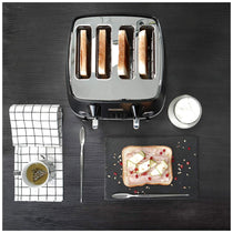 Delonghi Distinta X Moments 4 Slice Toaster 6 Browning Settings Reheat Defrost Cancel Functions Pull Crumb Tray 1800W Black
