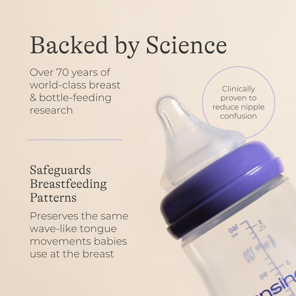Lansinoh Feeding Bottle Starter Set Anti Colic Teat 160ml & 240ml Feeding Bottles 3 Naturalwave Silicone Teats Purple