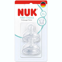 NUK First Choice Baby Bottle Teats Anti Colic Feeding Bottle Teats Silicone Small 0+ Months 2 Count White