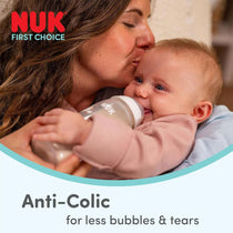 NUK First Choice Baby Bottle Teats Anti Colic Feeding Bottle Teats Silicone Small 0+ Months 2 Count White