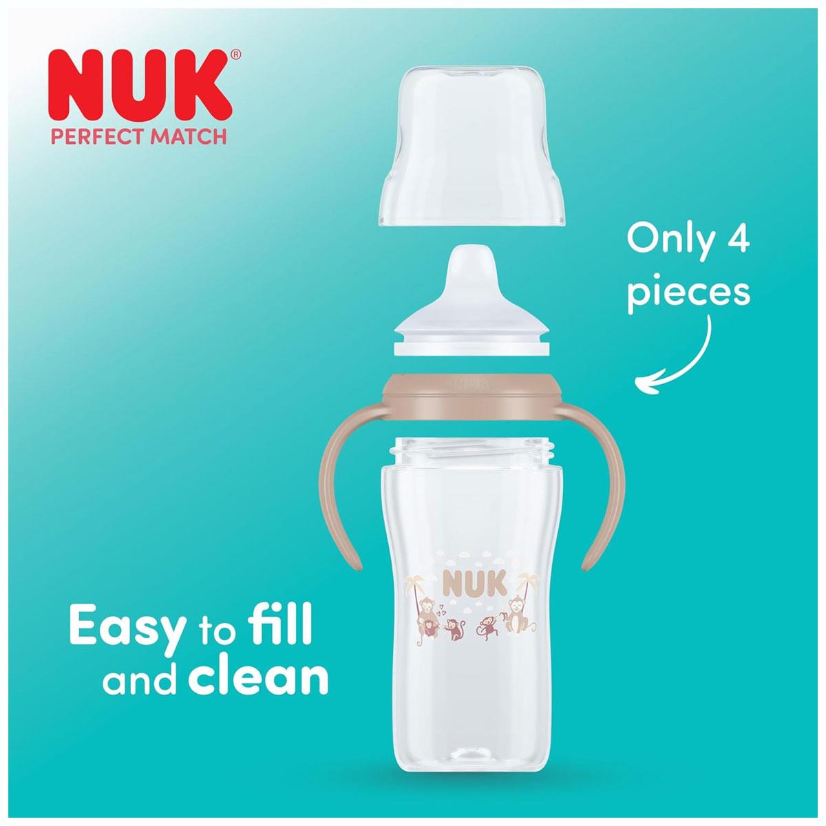NUK Perfect Match Learner Bottle 150ml Leak Proof Sippy Cup Toddler Bottle Anti-Slip Handles 6+ Months Winnie The Pooh